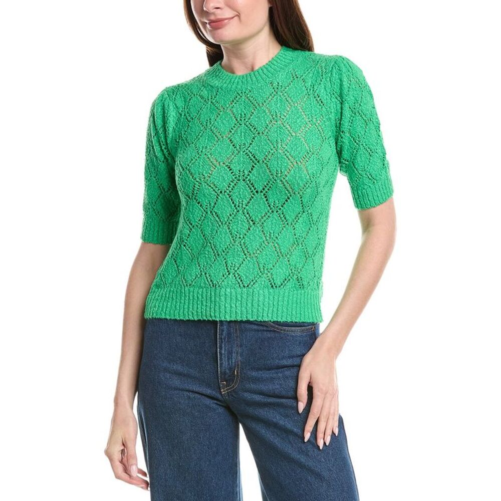 &Isla Womens  Piper Pointelle Knit Top, Green